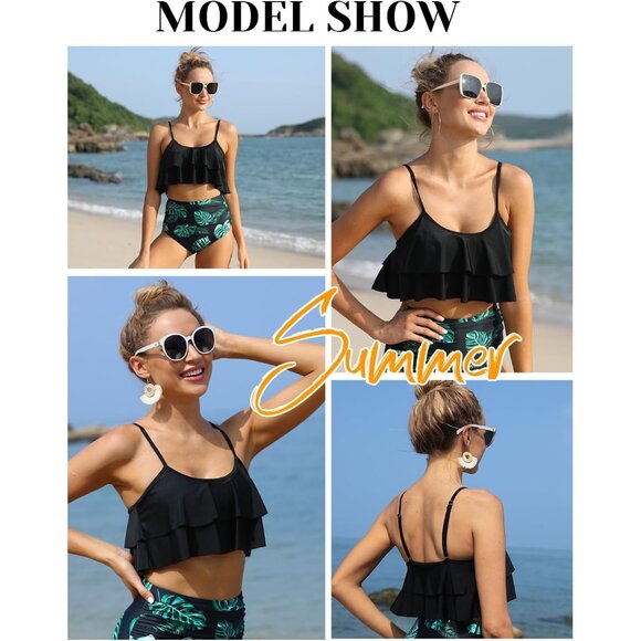 Tempt Me Ruffled Bikini Top Flounce Swimsuit for Women Bathing Suit Top Only - Picture 6 of 6